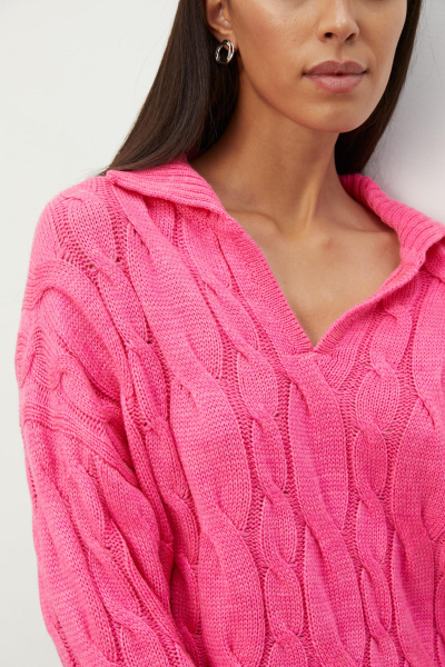 Свитер вязаный с косами (фуксия)